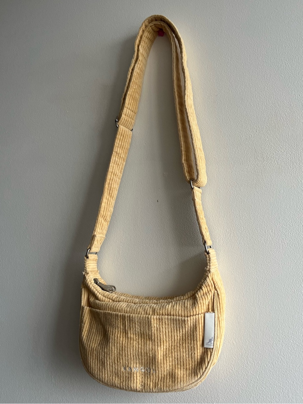 Y2K Kangol Corduroy Cross Body Shoulder Bag Butter Yellow